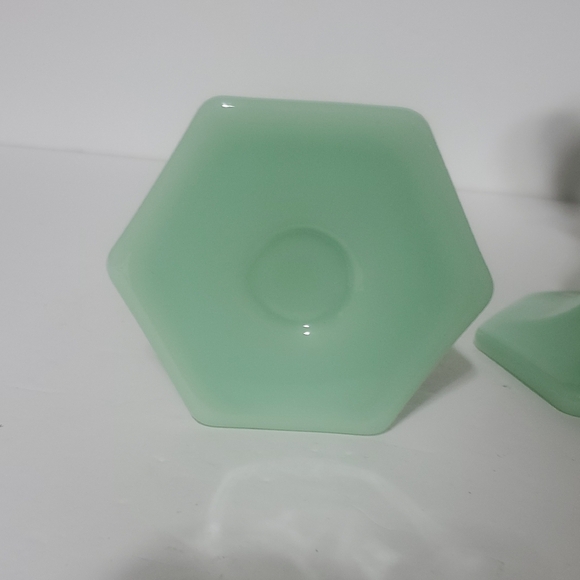 Jadeite Elegant Candle Holders Set - Picture 3 of 5